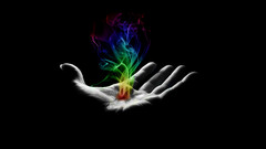 Flames black palm hands