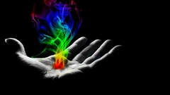 Flames multicolor palm smoke