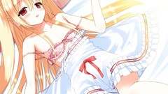 Flat Anime chest red eyes blush long hair anime girls underwear 