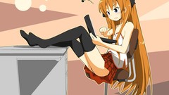 Flat chest long hair anime girls thigh highs Rikka