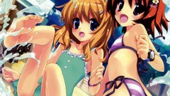 Flat water chest barefoot anime girls blue eyes short hair 