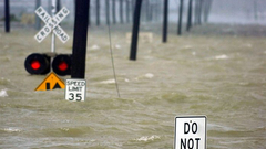 Flood railroad crossing train