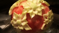 Floral watermelons artwork fruit carving