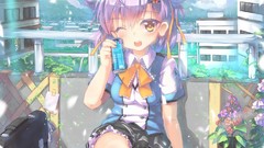 Flowers Anime Abyss drinks pepsi anime girls wink seifuku