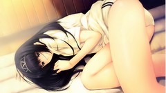 Flowers Anime beds long hair panties laying down Sport suit 