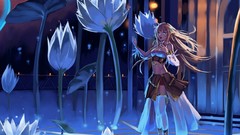 Flowers Anime brown blondes long hair anime girls blue eyes 