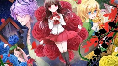 Flowers Anime brown red eyes pink hair long hair anime girls 