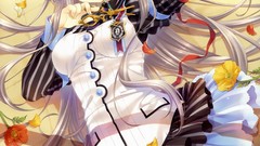 Flowers Anime dress skirts blush long hair anime girls green 