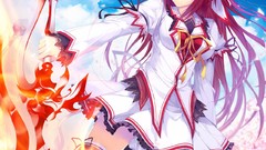 Flowers Anime Ribbons Swords long hair anime girls ponytails 