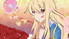 Flowers Anime sakura long hair anime girls pets orange eyes 