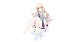 Flowers Anime tie white background red eyes blondes long hair 