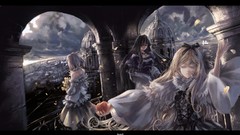 Flowers apples dress blondes long hair anime girls short hair 