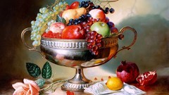 Flowers apples grapes paintings pears lemons fruits