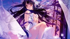 Flowers ass Anime dress Manga moonlight kissing long hair anime 
