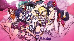 Flowers ass tears glasses blondes twins blue hair long hair 