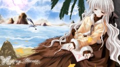 Flowers autumn sleeping white hair Beaches long hair sakurazawa 