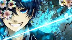 Flowers blue eyes Anime