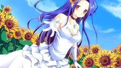 Flowers blue hair Anime
