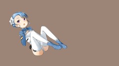 Flowers blue hair anime girls boots short hair open mouth 