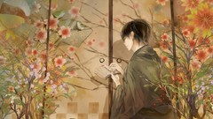 Flowers Books boy kimono cushion anime boys