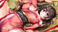 Flowers Bound red eyes Ribbons kimono long hair anime girls 