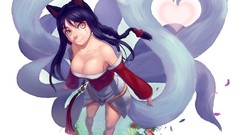 Flowers braids yellow eyes black hair animal ears tails 