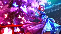 Flowers Butterflies dress anime girls flower petals touhou 