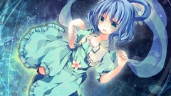 Flowers Butterflies dress blue hair touhou Kaku Seiga