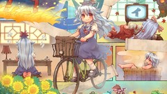 Flowers Chibi barefoot fujiwara no mokou touhou cirno rumia 