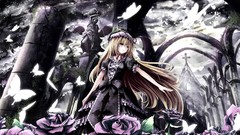 Flowers clouds Butterflies moss roses ruins dress hats columns 