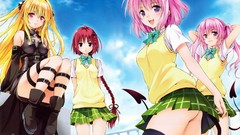 Flowers clouds red eyes pink hair long hair anime girls boots 