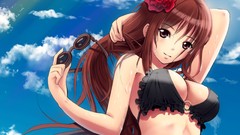 Flowers clouds roses Anime glasses smiling long hair anime 