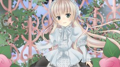Flowers dress blondes long hair anime girls green eyes gosick 