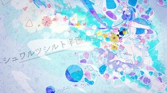 Flowers dress blue hair anime girls blue eyes short hair 