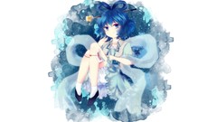 Flowers dress blue hair anime girls blue eyes short hair touhou 