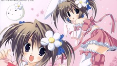 Flowers dress Ribbons blush anime girls Bunnies blue eyes 