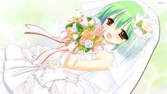 Flowers dress wedding short hair green hair miyasu risa