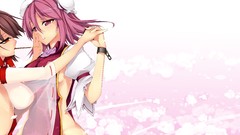 Flowers Games red eyes bows pink hair long hair pink eyes 