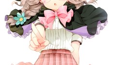 Flowers glasses white background skirts blush pink eyes anime 
