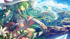 Flowers hats anime girls green eyes hatsune miku vocaloid green 