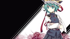 Flowers hats Ribbons skirts anime girls green eyes uniforms 