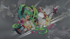 Flowers Hearts Ribbons anime girls blue eyes hatsune miku 