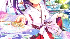 Flowers kimono long hair purple hair mikeou