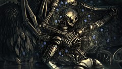 Flowers love death design together Robots couple steampunk 