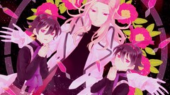 Flowers nature Anime gloves Ribbons pink hair pink eyes mawaru 