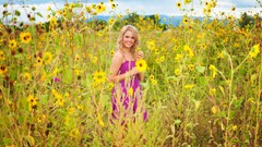 Flowers nature blondes smiling models Katie Ficken
