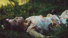 Flowers nature grass sun white woman dress Dreamer blue eyes 
