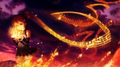 Flowers nature headphones tie long hair hatsune miku vocaloid 