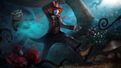 Flowers nature magic Men cats mushrooms hats Wonderland Alice 