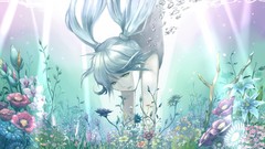 Flowers nature water bubbles Plants dress underwater blue hair 